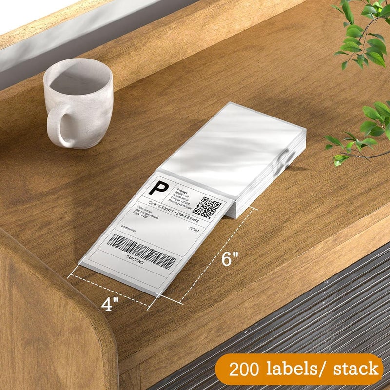 SJPACK 4" x 6" Thermal Labels, 200 Fanfold Labels, Direct Thermal Shipping Label Compatible with Nelko, Rollo, Zebra, Brother, Orgbro, Munbyn, Jadens Shipping Label Printer, Commercial Grade - Image 2